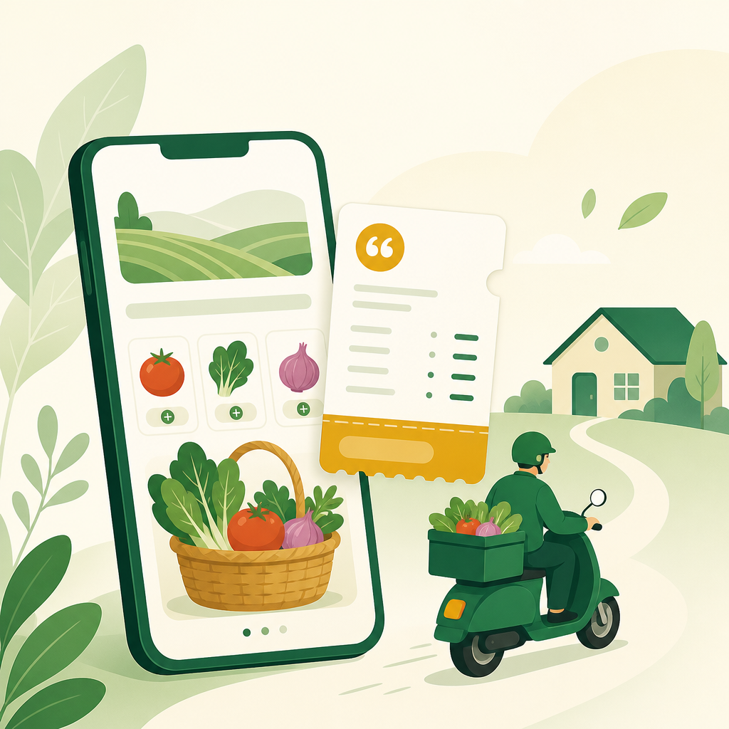 APMC Mehsana app quotation and home delivery illustration
